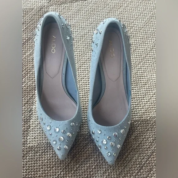 ALDO Elegant Blue Embellished Women's denimHeels size 7 - Picture 2 of 16